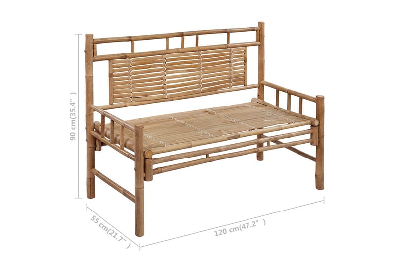 Trädgårdsbänk med dyna 120 cm bambu - Svart - Utemöbler - Utesoffor & bänkar - Trädgårdssoffa