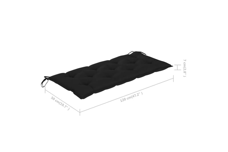 Trädgårdsbänk med dyna 120 cm bambu - Svart - Utemöbler - Utesoffor & bänkar - Trädgårdssoffa