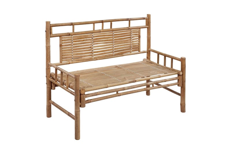 Trädgårdsbänk med dyna 120 cm bambu - Svart - Utemöbler - Utesoffor & bänkar - Trädgårdssoffa