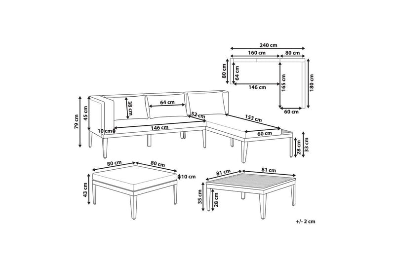 Trädgårdssoffgrupp med bord 3-sits Bracciano - Utemöbler - Utegrupp - Loungegrupp