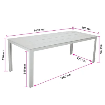 Tunis Rektangulärt Matbord utomhus 140x90 cm i plast och metall - Beige - Utemöbler - Trädgårdsbord & Utebord - Matbord ute