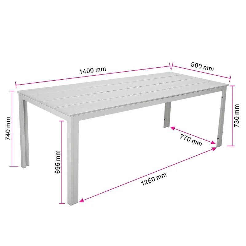 Tunis Rektangulärt Matbord utomhus 140x90 cm i plast och metall - Beige - Utemöbler - Trädgårdsbord & Utebord - Matbord ute
