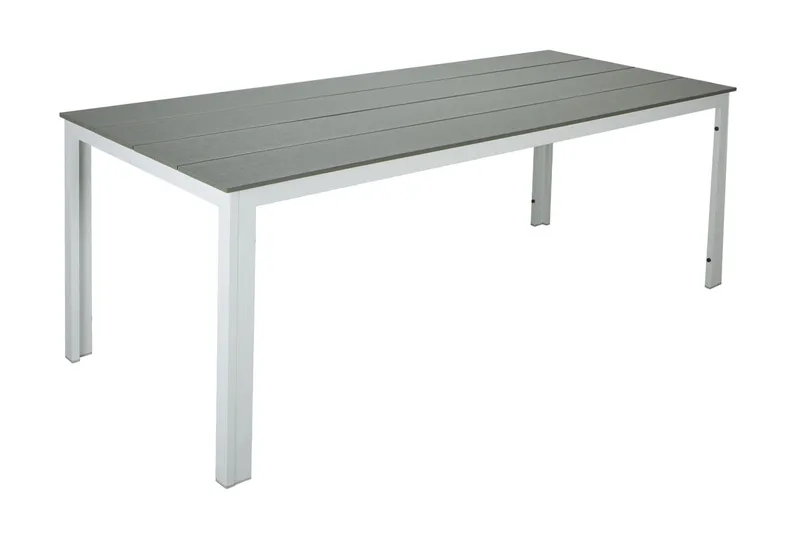 Tunis Stort Rektangulärt Matbord utomhus 205x90 cm i metall och plast - Vit/Grå - Utemöbler - Trädgårdsbord & Utebord - Matbord ute