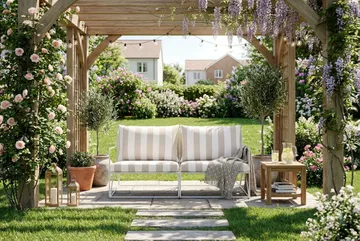 Usteryd 2 sits Loungesoffa - Beige/Striped - Utemöbler - Utesoffor & bänkar - Loungesoffa