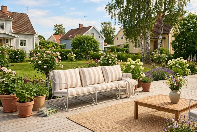 Usteryd 3 sits Loungesoffa - Beige/Striped - Utemöbler - Utesoffor & bänkar - Loungesoffa