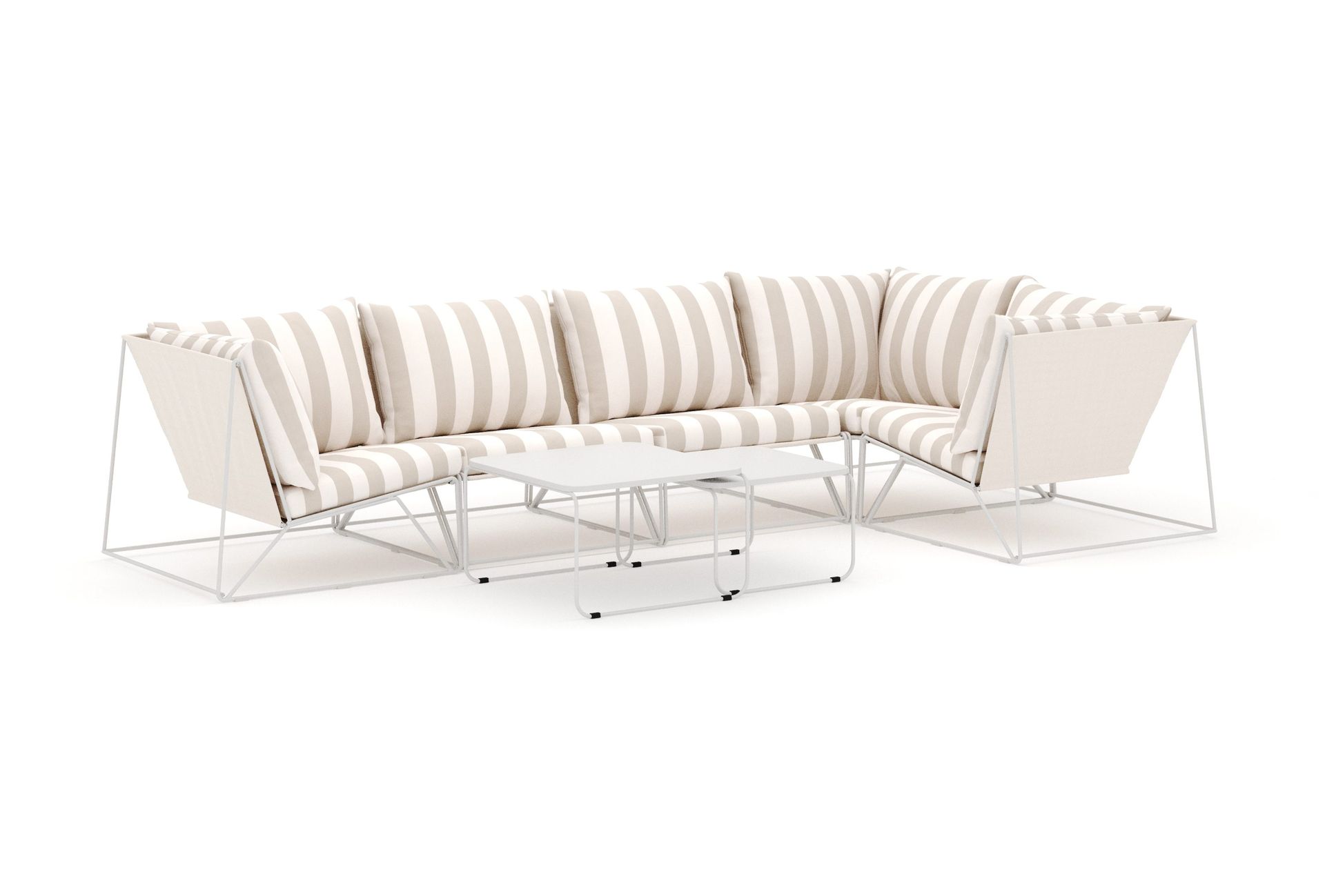 usteryd utomhus hörnsoffa 5-sits vändbar - beige/striped