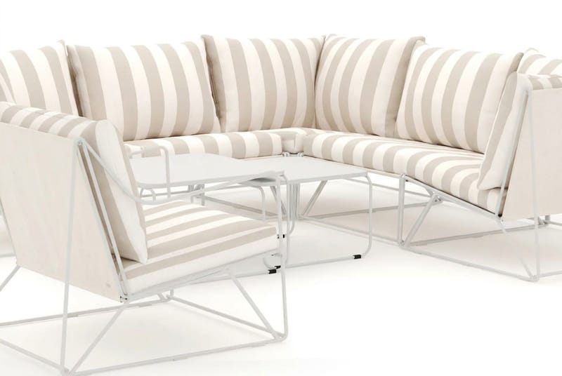 Usteryd utomhus hörnsoffa 6-sits vändbar med fåtölj - Beige/Striped - Utemöbler - Utegrupp - Loungegrupp