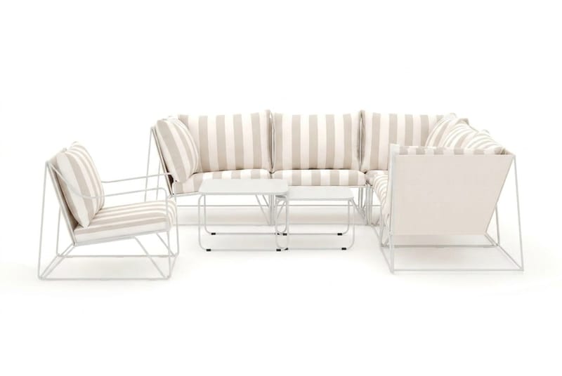 Usteryd utomhus hörnsoffa 6-sits vändbar med fåtölj - Beige/Striped - Utemöbler - Utegrupp - Loungegrupp