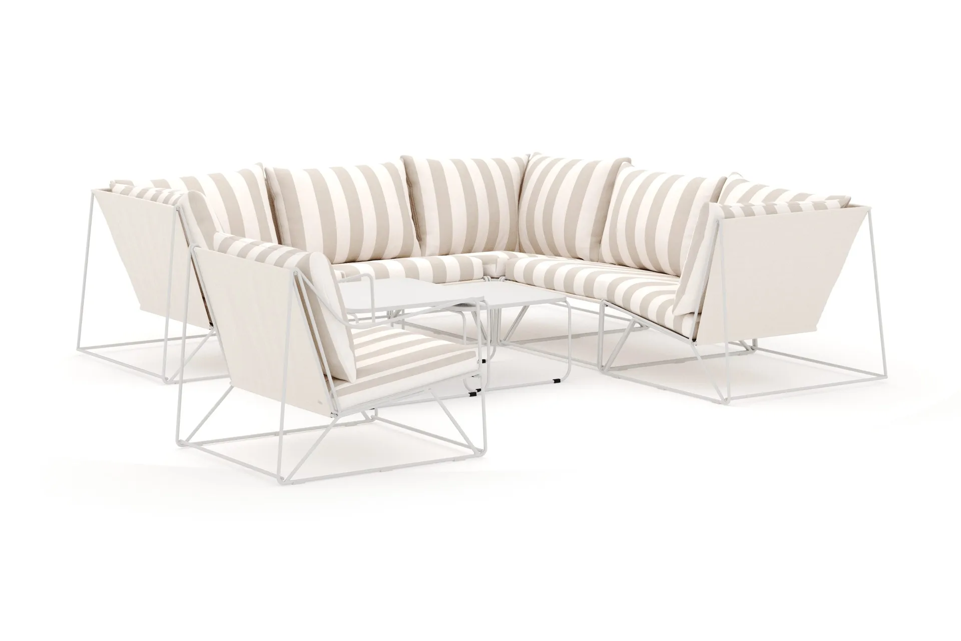 usteryd utomhus hörnsoffa 6-sits vändbar med fåtölj - beige/striped