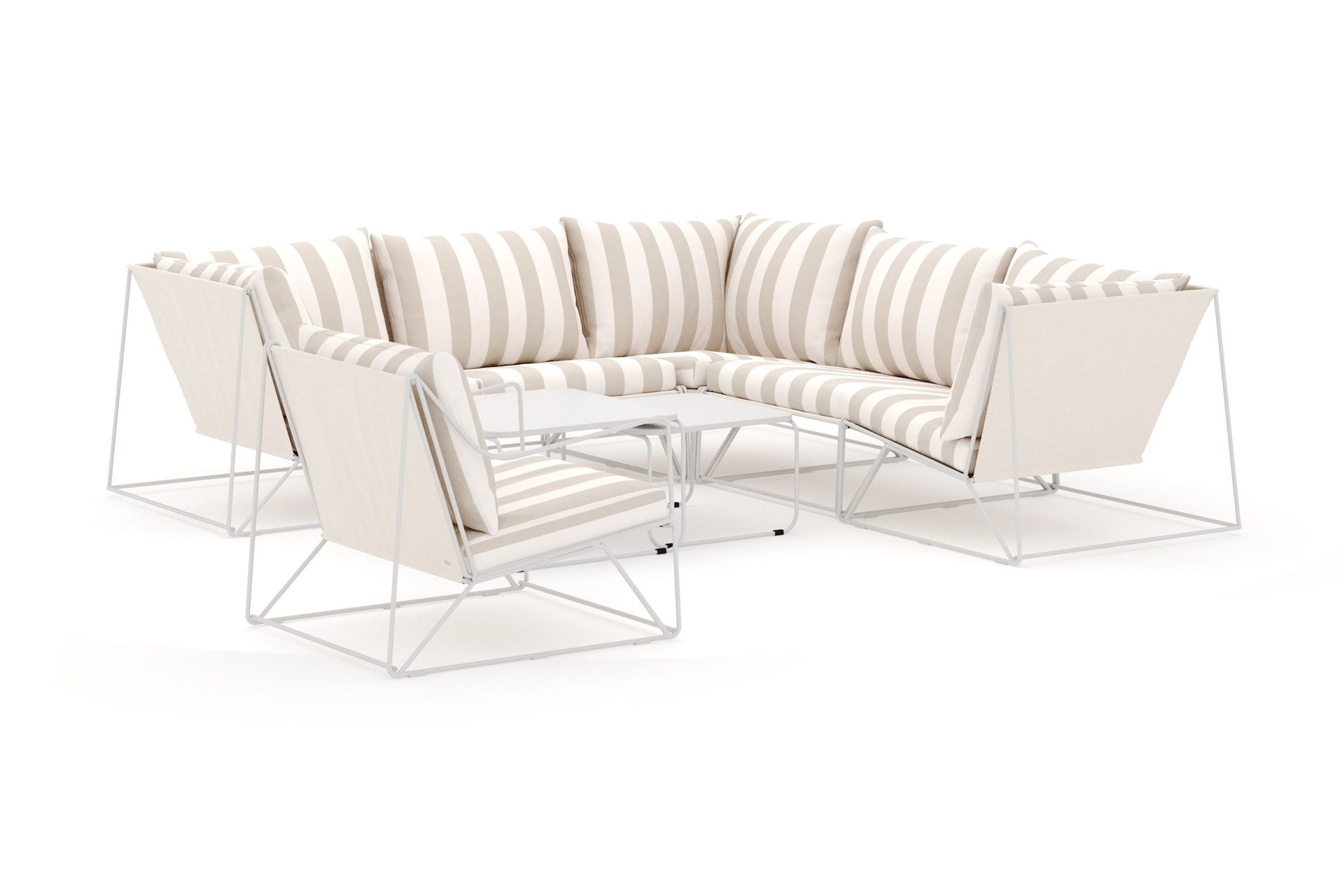 usteryd utomhus hörnsoffa 6-sits vändbar med fåtölj - beige/striped