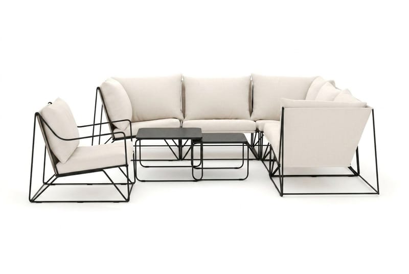 Usteryd utomhus hörnsoffa 6-sits vändbar med fåtölj - Svart/Beige - Utemöbler - Utegrupp - Loungegrupp