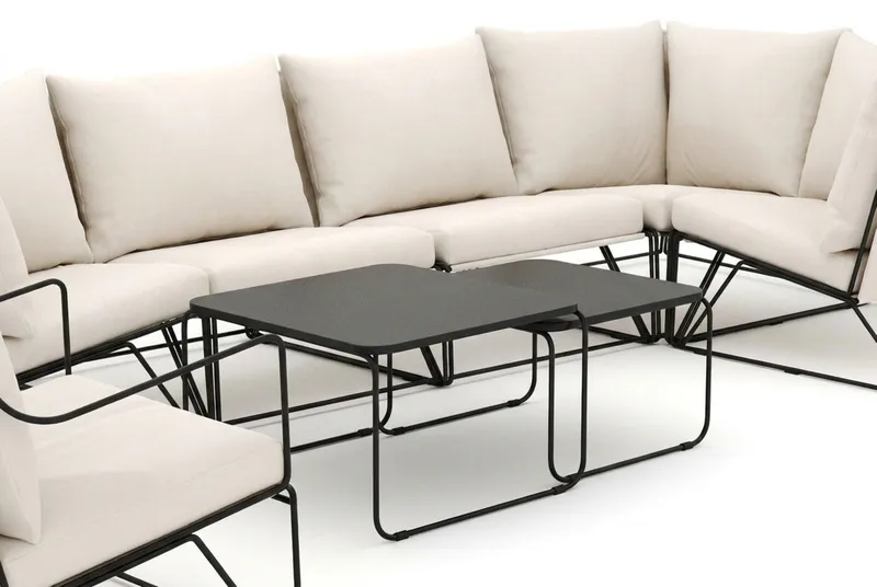 Usteryd utomhus hörnsoffa 6-sits vändbar med fåtölj - Svart/Beige - Utemöbler - Utegrupp - Loungegrupp