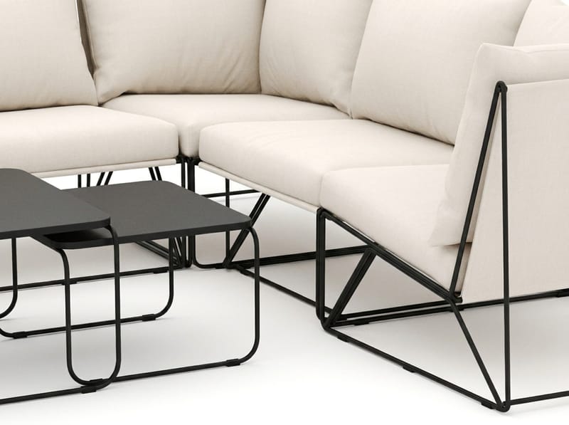 Usteryd utomhus hörnsoffa 6-sits vändbar med fåtölj - Svart/Beige - Utemöbler - Utegrupp - Loungegrupp