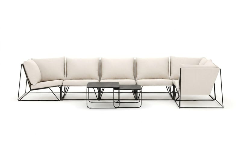 Usteryd utomhus hörnsoffa 6-sits vändbar - Svart/Beige - Utemöbler - Utegrupp - Loungegrupp