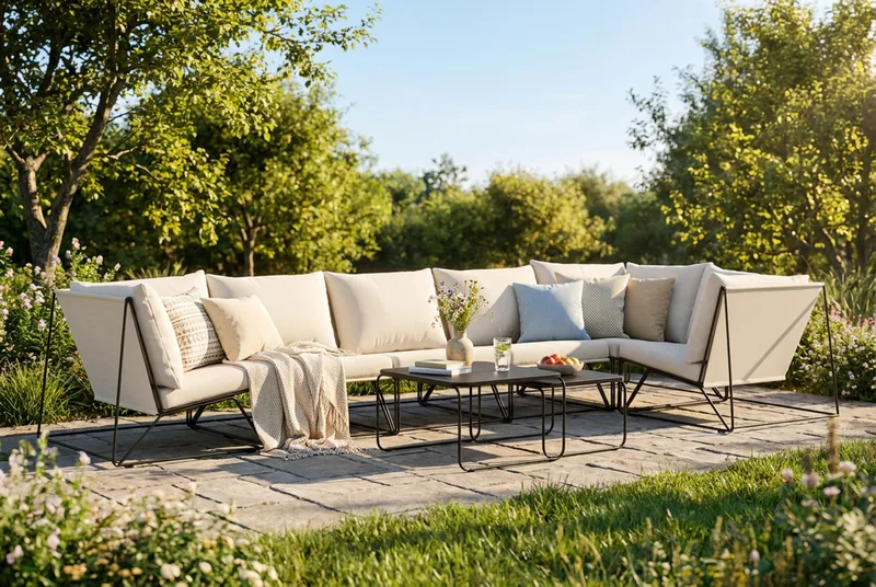Usteryd utomhus hörnsoffa 6-sits vändbar - Svart/Beige - Utemöbler - Utegrupp - Loungegrupp