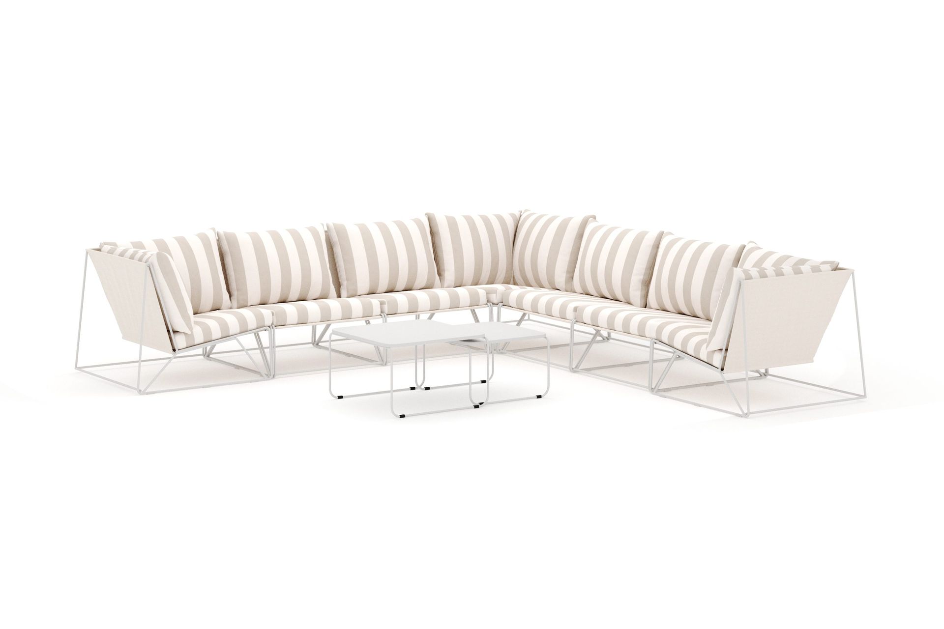 usteryd utomhus hörnsoffa 7-sits vändbar - beige/striped