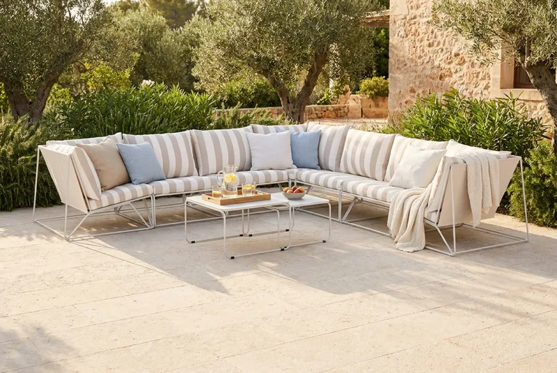 Usteryd utomhus hörnsoffa 7-sits vändbar - Beige/Striped - Utemöbler - Utegrupp - Loungegrupp