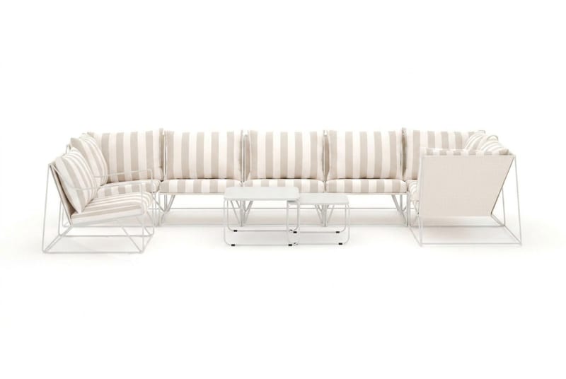 Usteryd utomhus hörnsoffa 7-sits vändbar med fåtölj - Beige/Striped - Utemöbler - Utegrupp - Loungegrupp