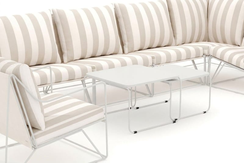 Usteryd utomhus hörnsoffa 7-sits vändbar med fåtölj - Beige/Striped - Utemöbler - Utegrupp - Loungegrupp