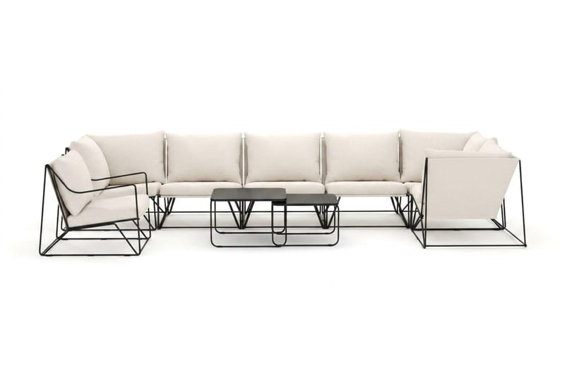 Usteryd utomhus hörnsoffa 7-sits vändbar med fåtölj - Svart/Beige - Utemöbler - Utegrupp - Loungegrupp