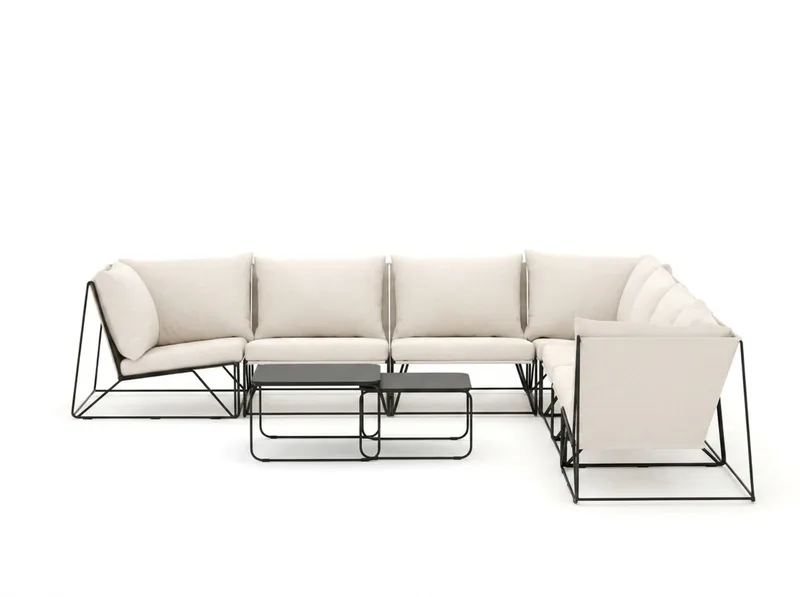 Usteryd utomhus hörnsoffa 7-sits vändbar - Svart/Beige - Utemöbler - Utegrupp - Loungegrupp