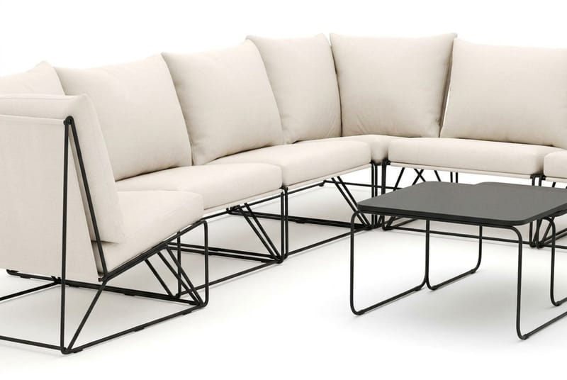 Usteryd utomhus hörnsoffa 7-sits vändbar - Svart/Beige - Utemöbler - Utegrupp - Loungegrupp