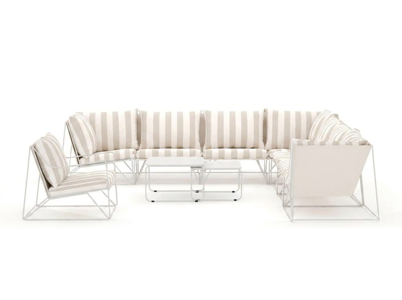 Usteryd utomhus hörnsoffa 8-sits vändbar med fåtölj - Beige/Striped - Utemöbler - Utegrupp - Loungegrupp