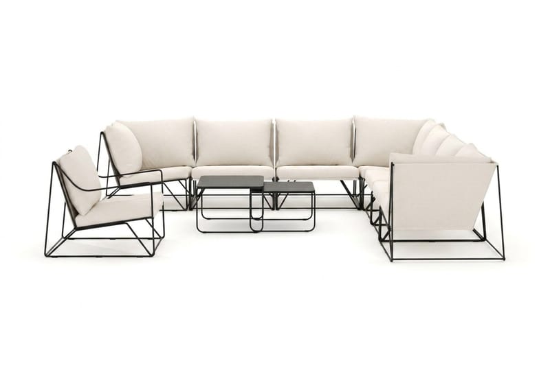 Usteryd utomhus hörnsoffa 8-sits vändbar med fåtölj - Svart/Beige - Utemöbler - Utegrupp - Loungegrupp