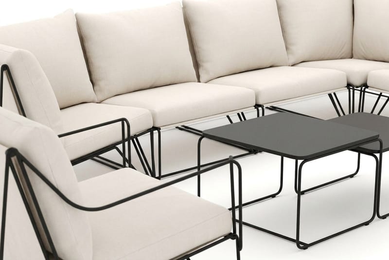 Usteryd utomhus hörnsoffa 8-sits vändbar med fåtölj - Svart/Beige - Utemöbler - Utegrupp - Loungegrupp