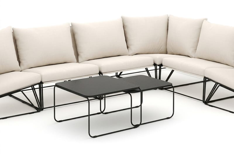 Usteryd utomhus L-soffa 6-sits vändbar - Svart/Beige - Utemöbler - Utegrupp - Loungegrupp