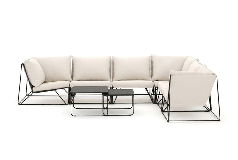 Usteryd utomhus L-soffa 6-sits vändbar - Svart/Beige - Utemöbler - Utegrupp - Loungegrupp