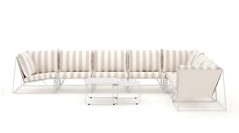 Usteryd utomhus L-soffa 7-sits vändbar - Beige/Striped - Utemöbler - Utegrupp - Loungegrupp