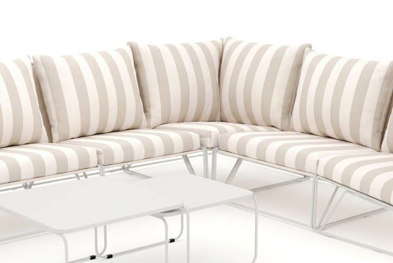 Usteryd utomhus L-soffa 7-sits vändbar - Beige/Striped - Utemöbler - Utegrupp - Loungegrupp