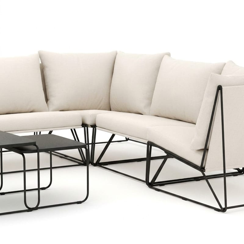 Usteryd utomhus L-soffa 7-sits vändbar - Svart/Beige - Utemöbler - Utesoffor & bänkar - Loungesoffa