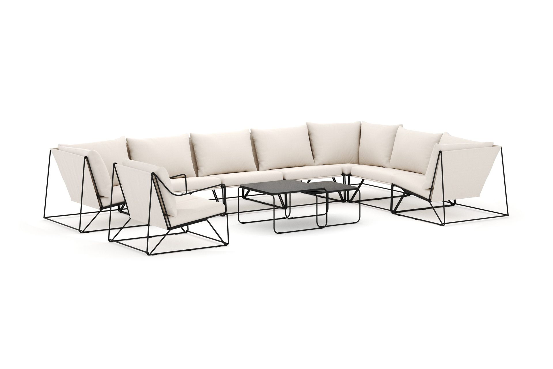 usteryd utomhus l-soffa 8-sits vändbar med fåtölj - svart/beige