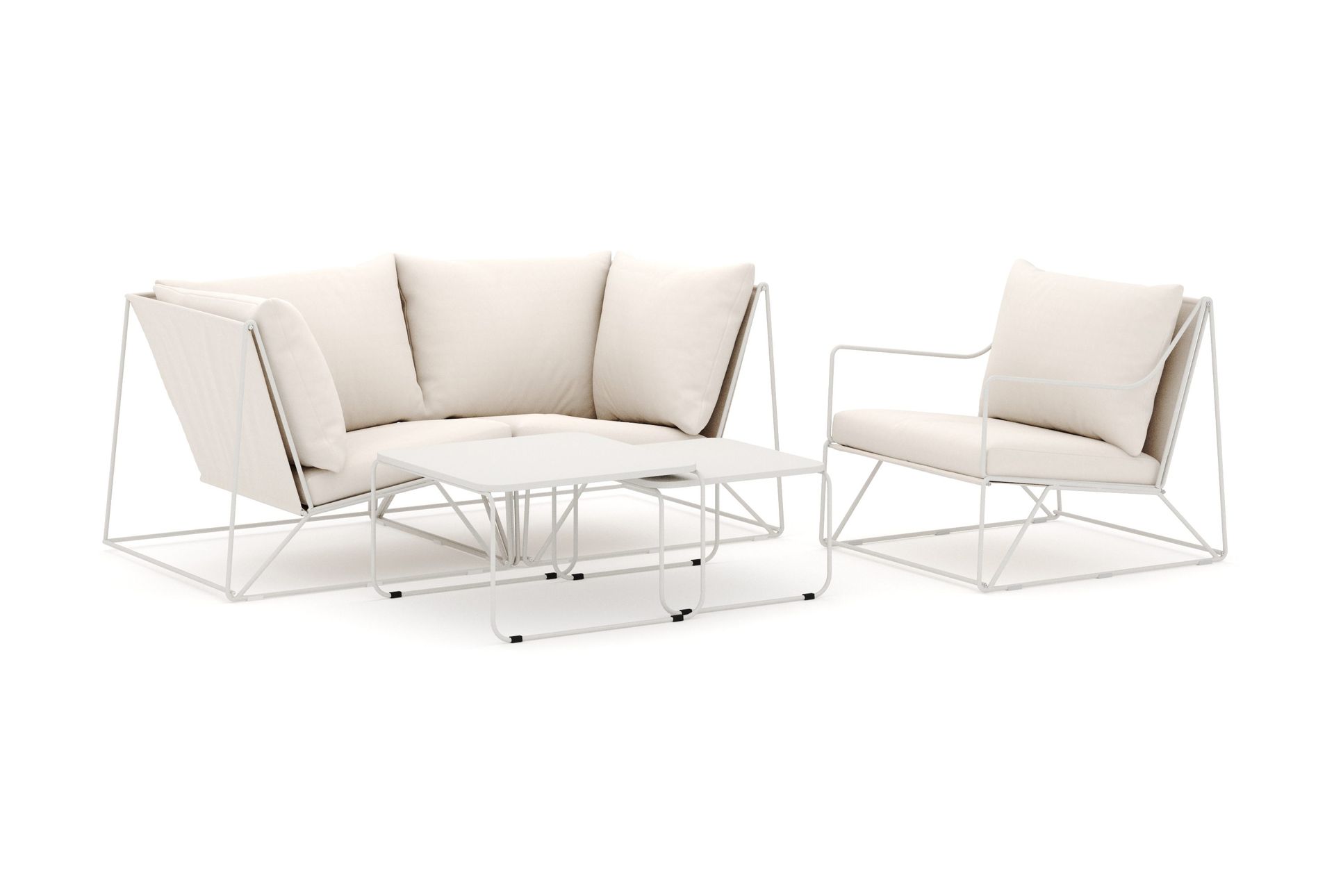 usteryd utomhus rak 3-sits soffa med fåtölj - beige/beige