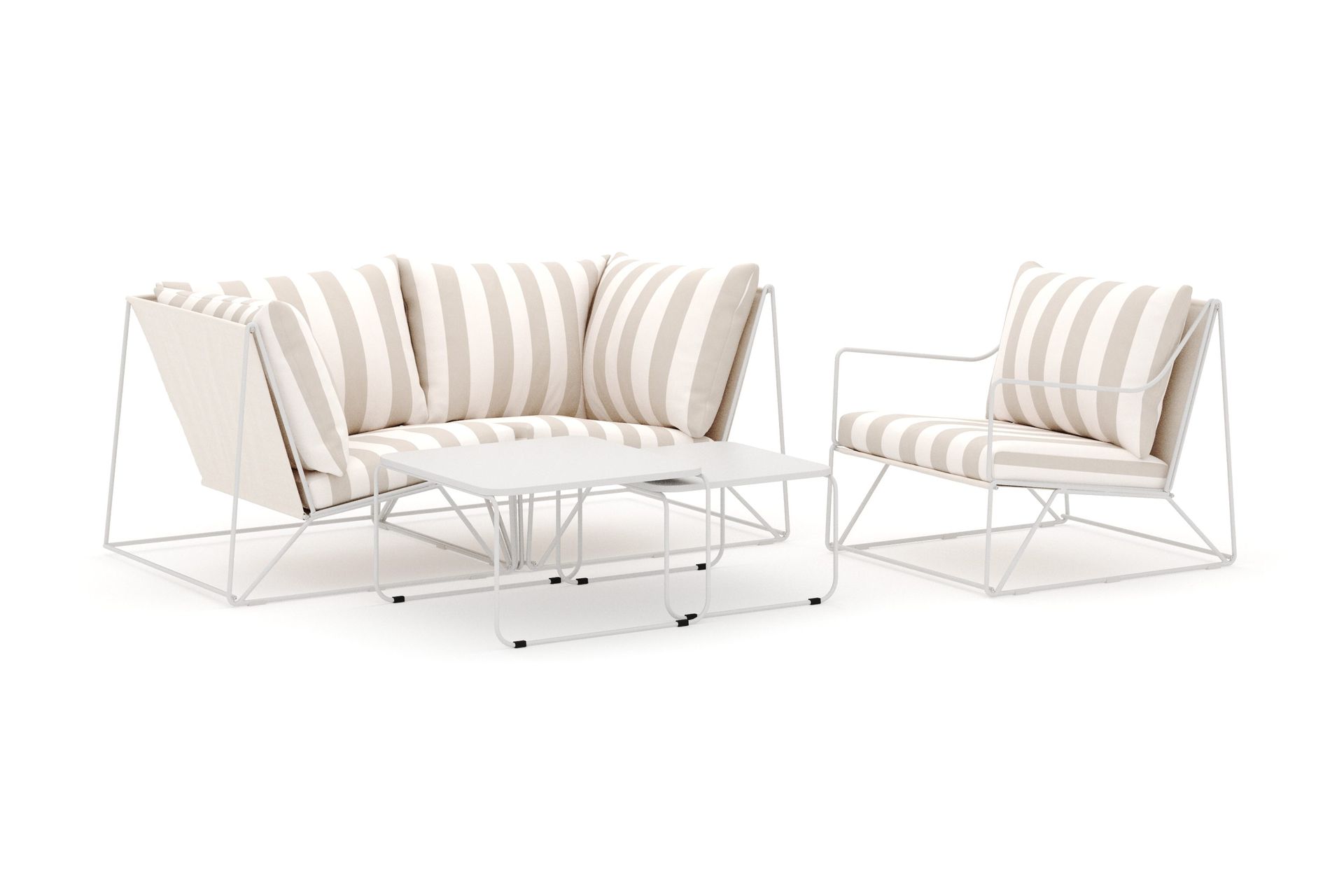 usteryd utomhus rak 3-sits soffa med fåtölj - beige/striped