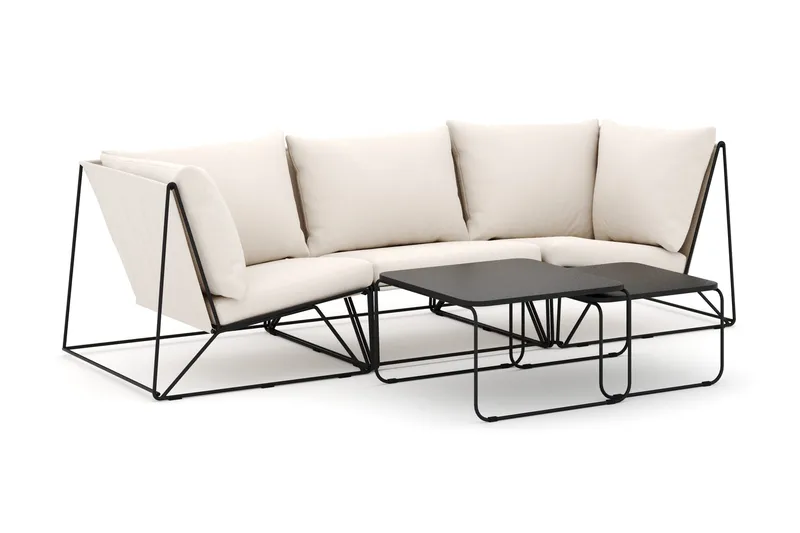 Usteryd utomhus rak 3-sits soffa, Svart/Beige
