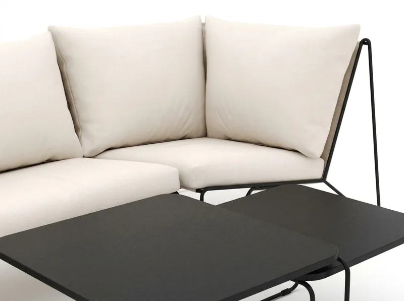 Usteryd utomhus rak 3-sits soffa - Svart/Beige - Utemöbler - Utegrupp - Loungegrupp