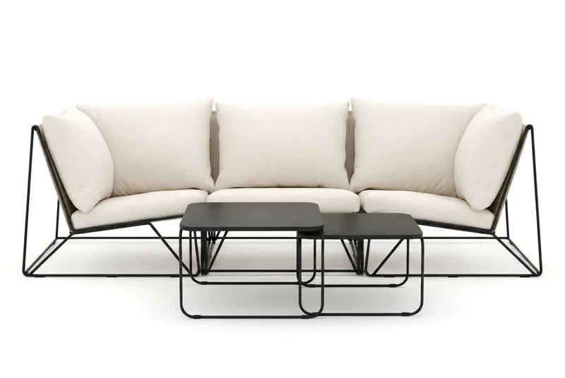 Usteryd utomhus rak 3-sits soffa - Svart/Beige - Utemöbler - Utegrupp - Loungegrupp