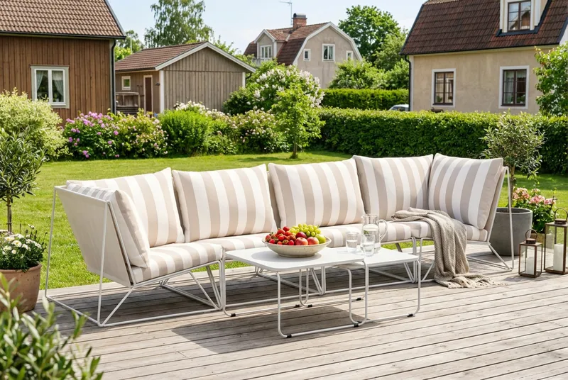 Usteryd utomhus rak 4-sits soffa - Beige/Striped - Utemöbler - Utesoffor & bänkar - Loungesoffa