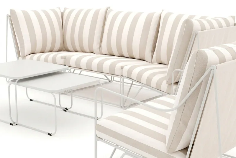 Usteryd utomhus rak 4-sits soffa med fåtölj - Beige/Striped - Utemöbler - Utegrupp - Loungegrupp