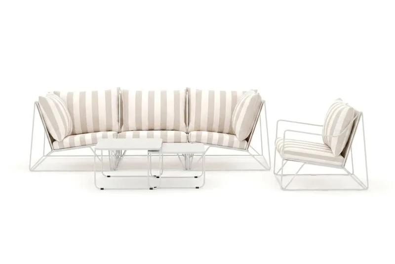 Usteryd utomhus rak 4-sits soffa med fåtölj - Beige/Striped - Utemöbler - Utegrupp - Loungegrupp