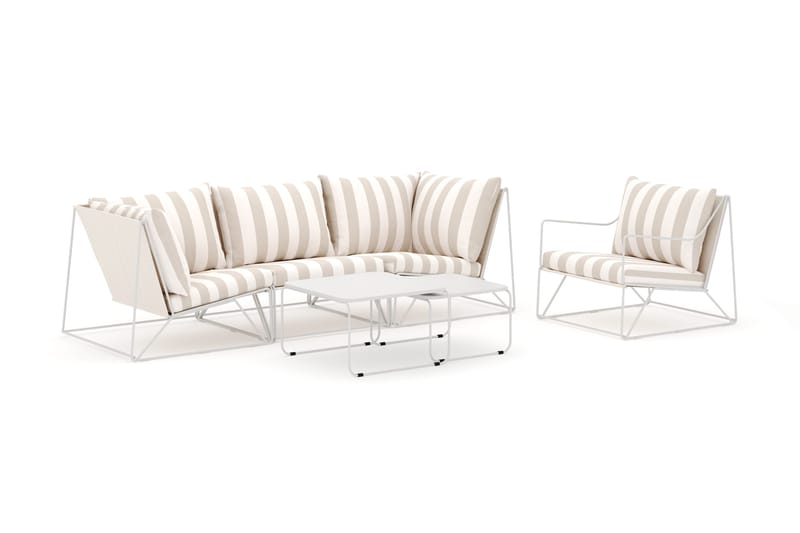 Usteryd utomhus rak 4-sits soffa med fåtölj, Beige/Striped