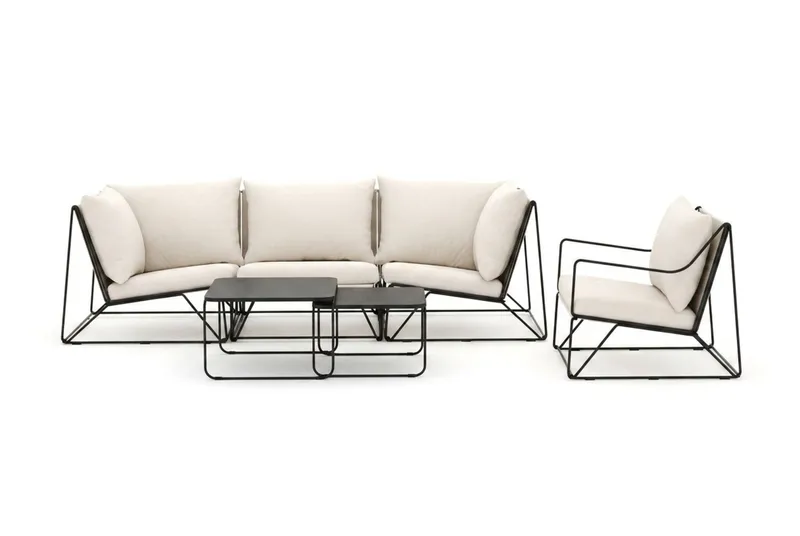 Usteryd utomhus rak 4-sits soffa med fåtölj - Svart/Beige - Utemöbler - Utegrupp - Loungegrupp