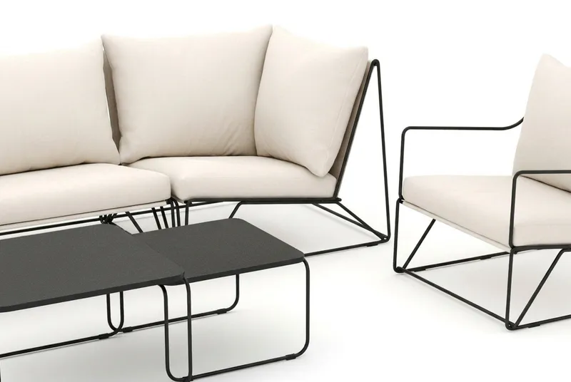 Usteryd utomhus rak 4-sits soffa med fåtölj - Svart/Beige - Utemöbler - Utegrupp - Loungegrupp
