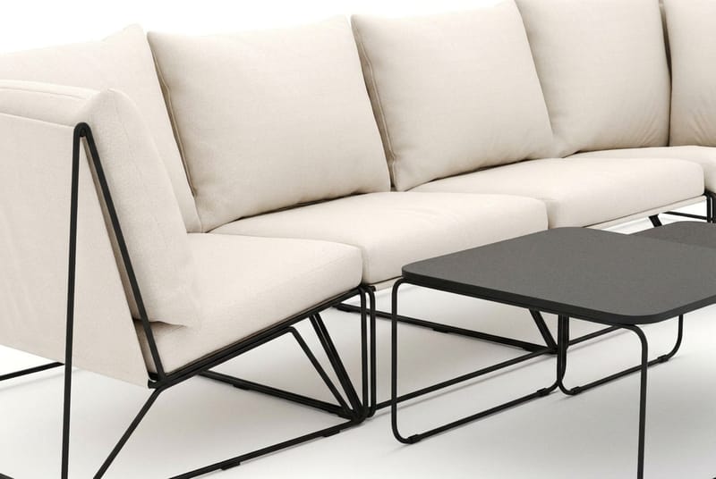 Usteryd utomhus rak 4-sits soffa - Svart/Beige - Utemöbler - Utegrupp - Loungegrupp