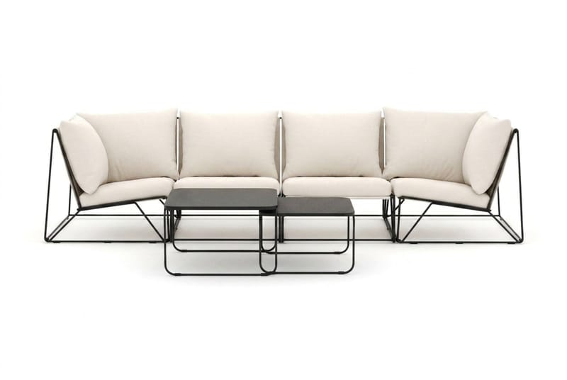 Usteryd utomhus rak 4-sits soffa - Svart/Beige - Utemöbler - Utegrupp - Loungegrupp