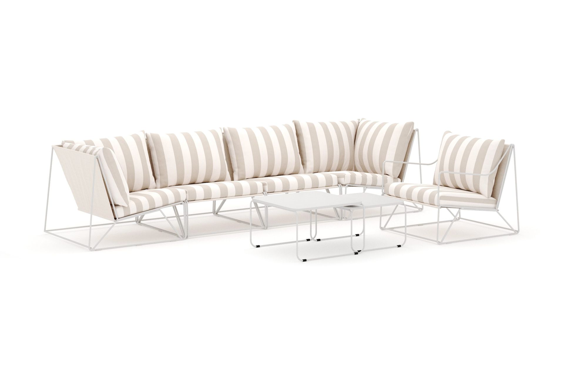 usteryd utomhus rak 5-sits soffa med fåtölj - beige/striped