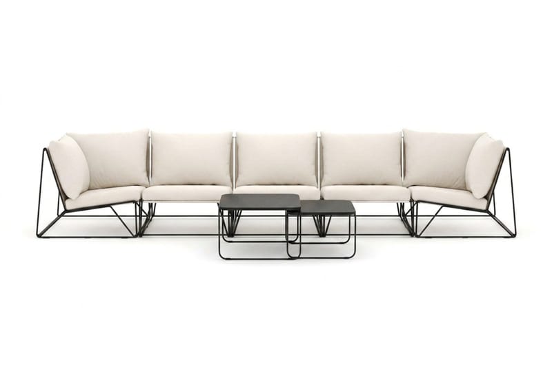 Usteryd utomhus rak 5-sits soffa - Svart/Beige - Utemöbler - Utegrupp - Loungegrupp